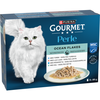 Kissanruoka Gourmet Perle 8 x 85 g Mixed Ocean Flakes