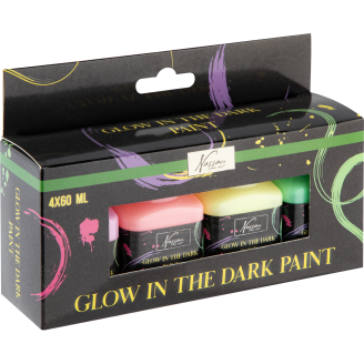 Akryyliväri Nassau Fine Art 4 x 60 ml pimeässä hohtava