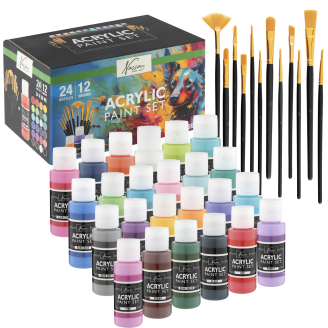 Akryyliväripakkaus Nassau Fine Art 24 x 59 ml + 12 sivellintä