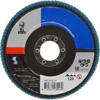 Lamellilaikka Atlas 115x22,23mm P120 lasikuitutausta
