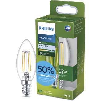 Kynttilälamppu Philips LED Ultra Efficient filamentti 40W B35 E14 4000K CL UE SRT4