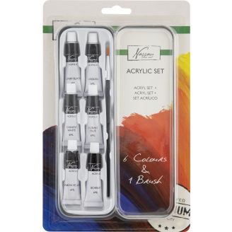Akryyliväri Nassau Fine Art 6 x 6 ml + sivellin