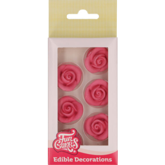Kakkukoriste FunCakes 6 kpl pinkit ruusut, syötävä