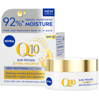 Päivävoide Nivea Q10 50 ml Anti-Wrinkle Extra Nourish Deep Restoring SK15