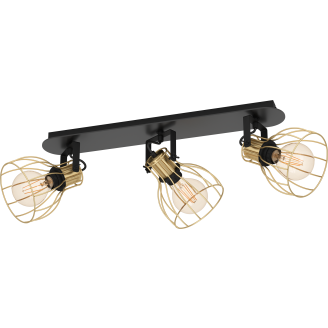 Spottivalaisin 3-os EGLO Sambatello 3x40W 70x28cm harjattu messinki/musta