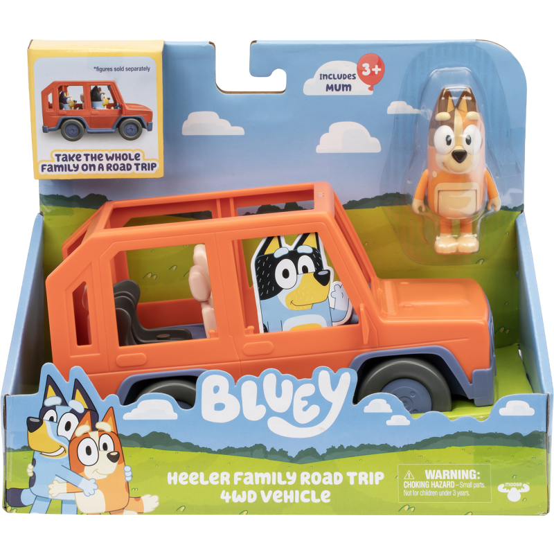 Auto ja hahmo Bluey Family Road Trip