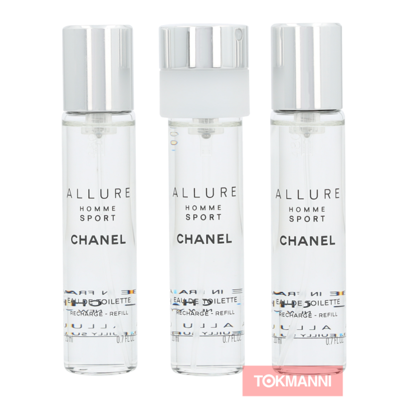 Lahjapakkaus, Chanel 60 ml Allure Homme Sport 3 x Edt Travel Spray Refill 20 ml