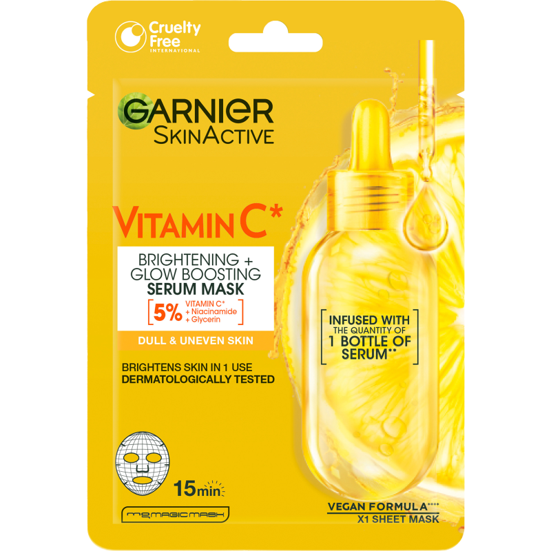 Kangasnaamio Garnier 28 g Vitamin C Sheet Mask Super Hydrating + Brightening
