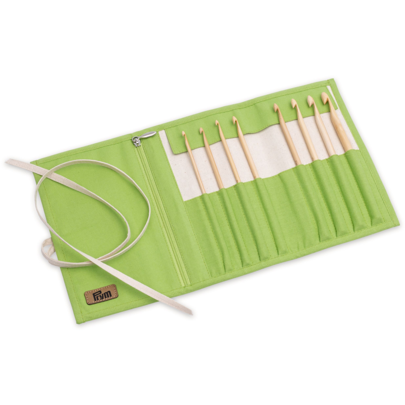 Virkkauskoukkusetti Prym 3,5-8,0 mm bambu kotelossa