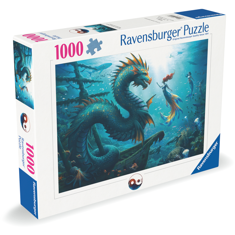 Palapeli Ravensburger 1000 palaa Enchanted Depths Dragon Mermaid