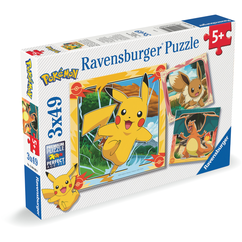 Palapeli Ravensburger 3 x 49 palaa Pokémon