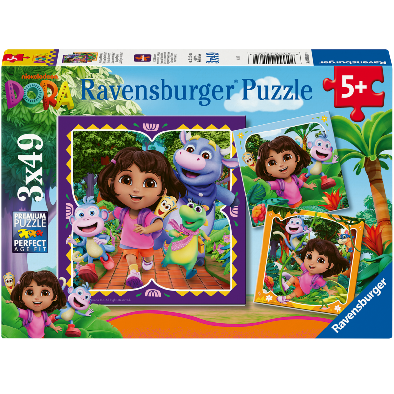 Palapeli Ravensburger 3 x 49 palaa Dora the Explorer