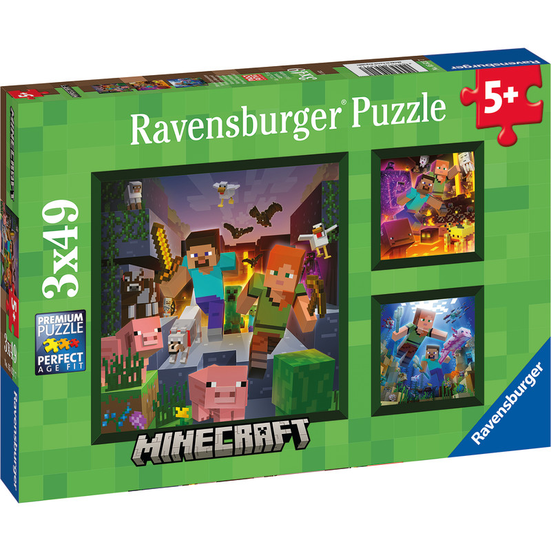Palapeli Ravensburger 3 x 49 palaa Minecraft Biomes