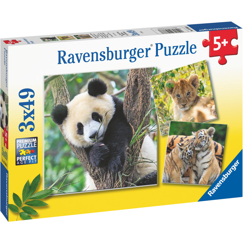 Palapeli Ravensburger Panda, Lion And Tiger 3x49 palaa