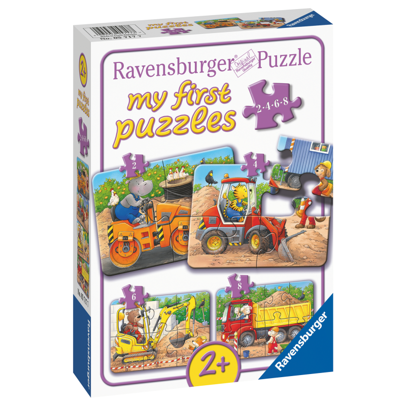Palapeli Ravensburger 2/4/6/8 palaa Construction Site Animals