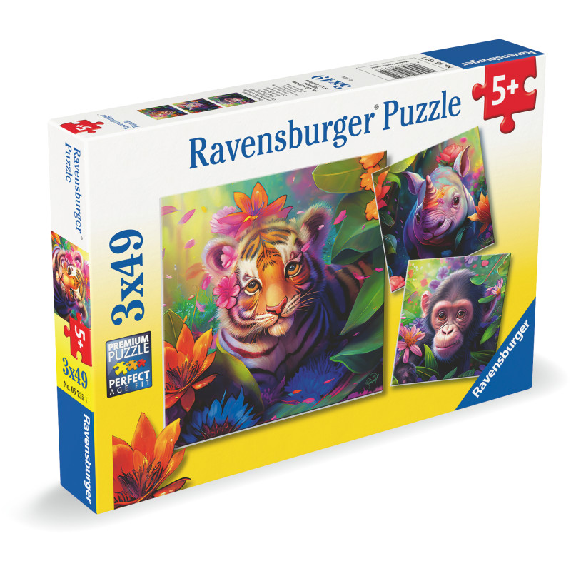 Palapeli Ravensburger 3 x 49 palaa Jungle Babies