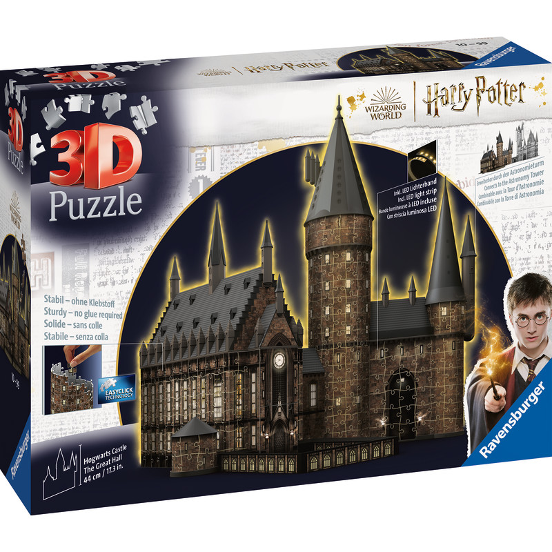 Palapeli Ravensburger 540 palaa 3D Hogwarts Castle Great Hall Night Edition