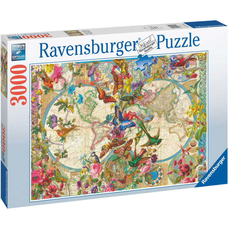Palapeli Ravensburger Flora & Fauna World Map 3000 palaa