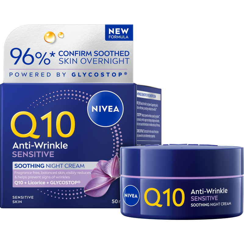 Yövoide Nivea Q10 50 ml Anti-Wrinkle Sensitive Soothing