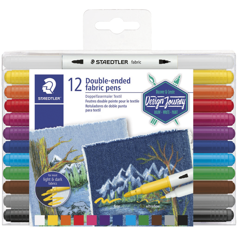 Tekstiilitussi Staedtler 12 kpl kaksipäinen