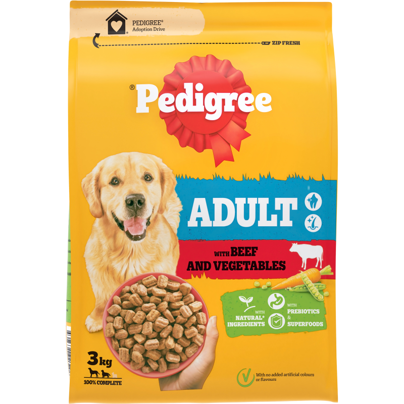 Koiranruoka Pedigree 3 kg Adult härkää ja kasviksia