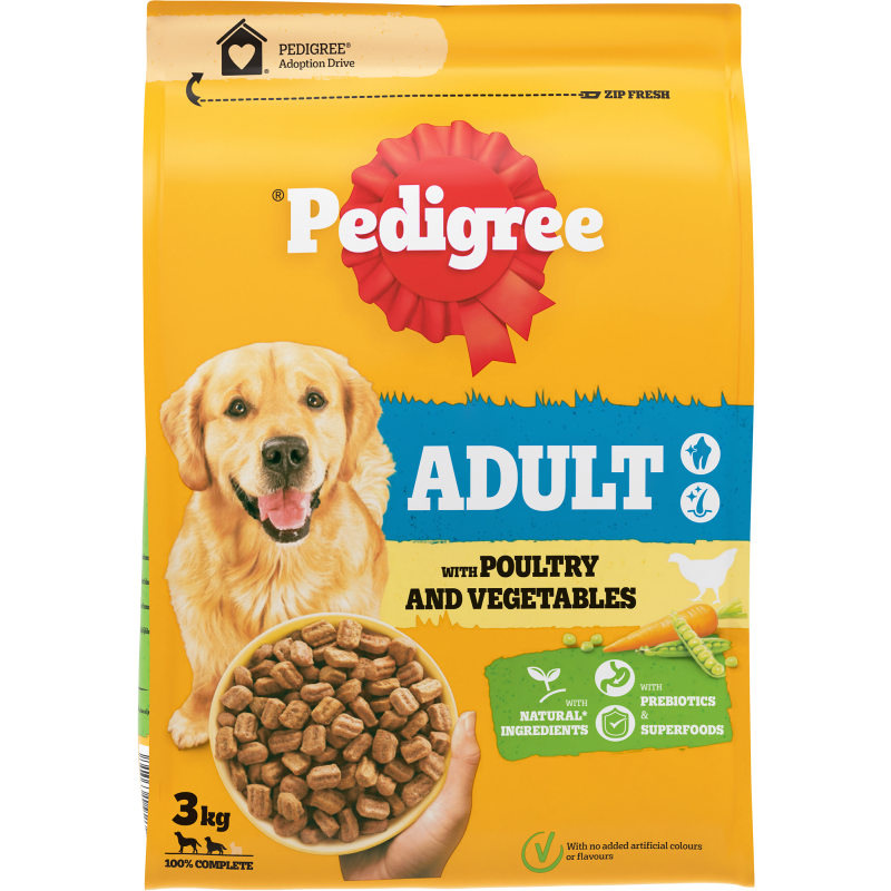 Koiranruoka Pedigree 3 kg Adult siipikarjaa ja kasviksia