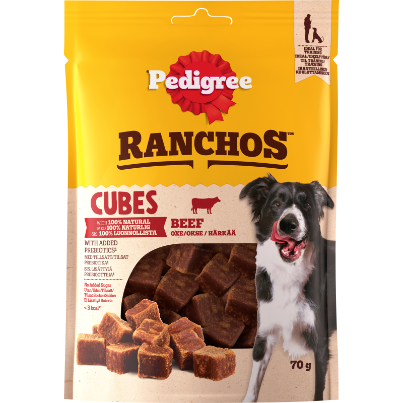 Koiran herkku Pedigree 70 g Ranchos Cubes härkää