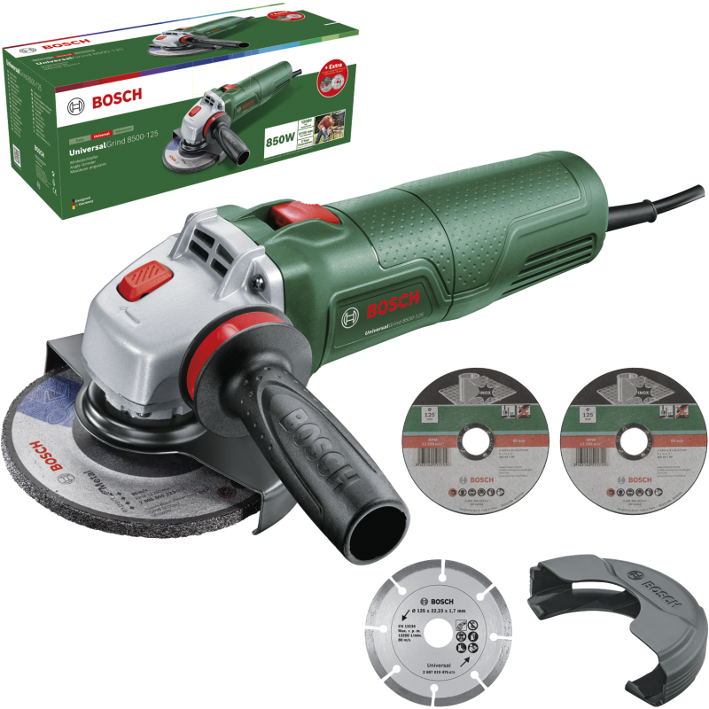 Kulmahiomakone Bosch UniversalGrind 8500-125 + timanttilaikka ja 2 katkaisulaikkaa