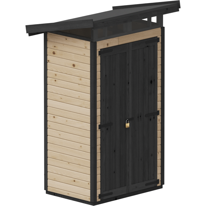 Puutarhavaja Upyard Strongbox S, 127 x 87 x 220 cm, ruskea/musta