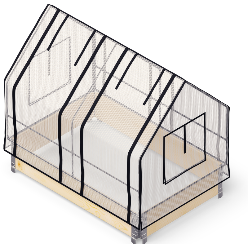 Verkkokasvihuone Upyard istutuslaatikkoon, 120 x 80 cm, valkoinen