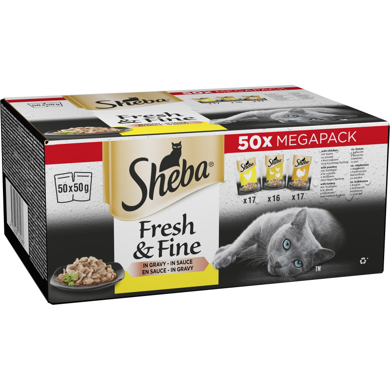Kissanruoka Sheba 50 x 50 g Fresh&Fine siipikarja kastikkeessa