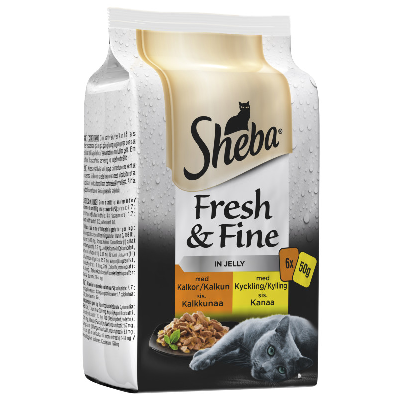 
Kissanruoka Sheba 6 x 50 g Fresh&Fine siipikarjalajitelma hyytelössä  (4770608260606)