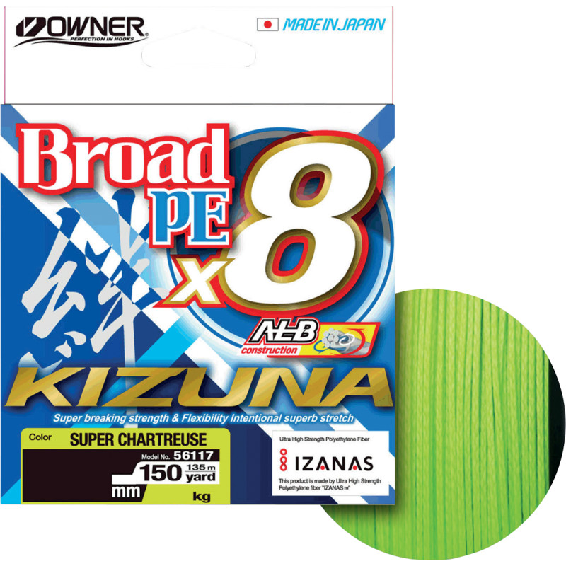 Owner Kizuna 8braid Angelschnur 135m - Geflochtene Schnur Für Raubfische