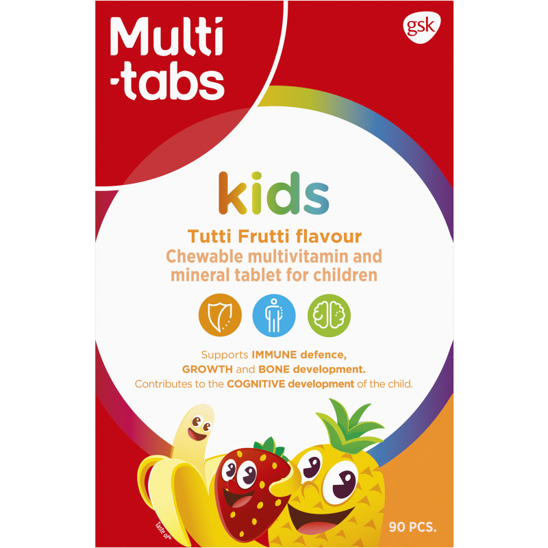 Monivitamiini Multi-tabs 90 kpl Kids Tutti Frutti