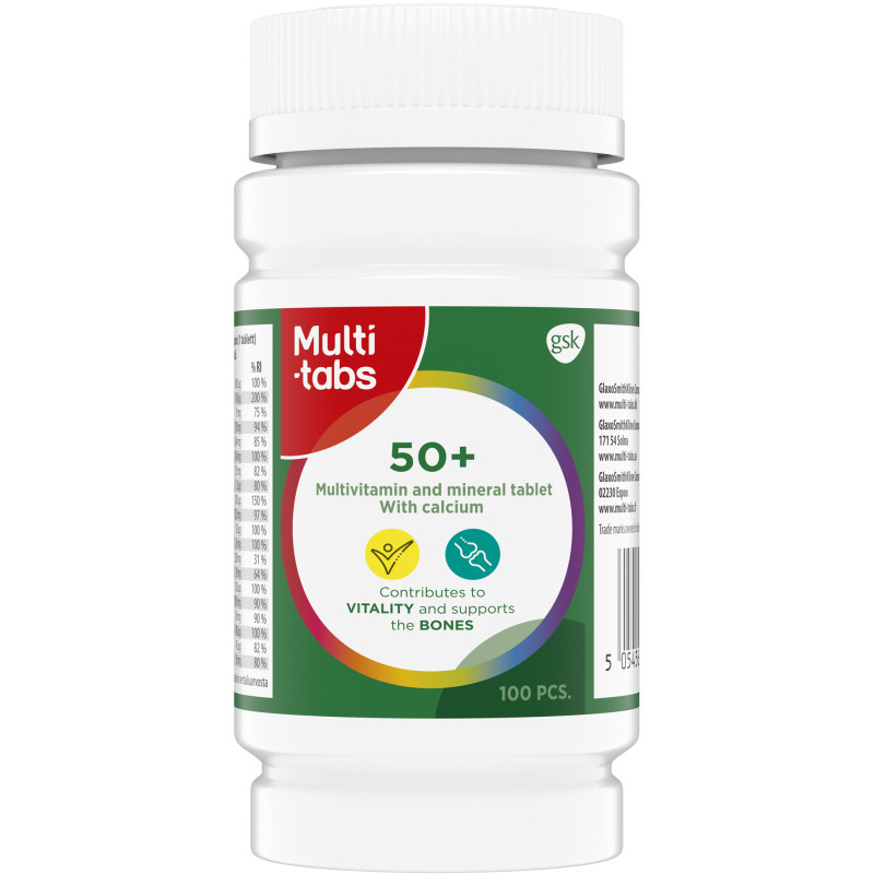 Monivitamiini Multi-tabs 100 kpl 50+