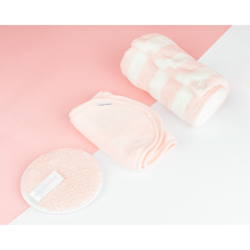 Brushworks Cleanse & Pamper Set – Inkl. Make-up-Entferner-Tuch, -Pad & Luxus-Haarwickel, Vegan & Tierversuchsfrei