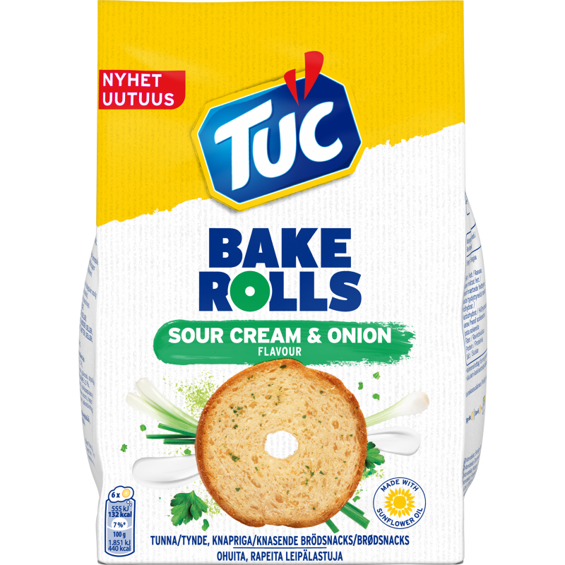 Leipälastut TUC 150 g Bake Rolls Sour Cream & Onion