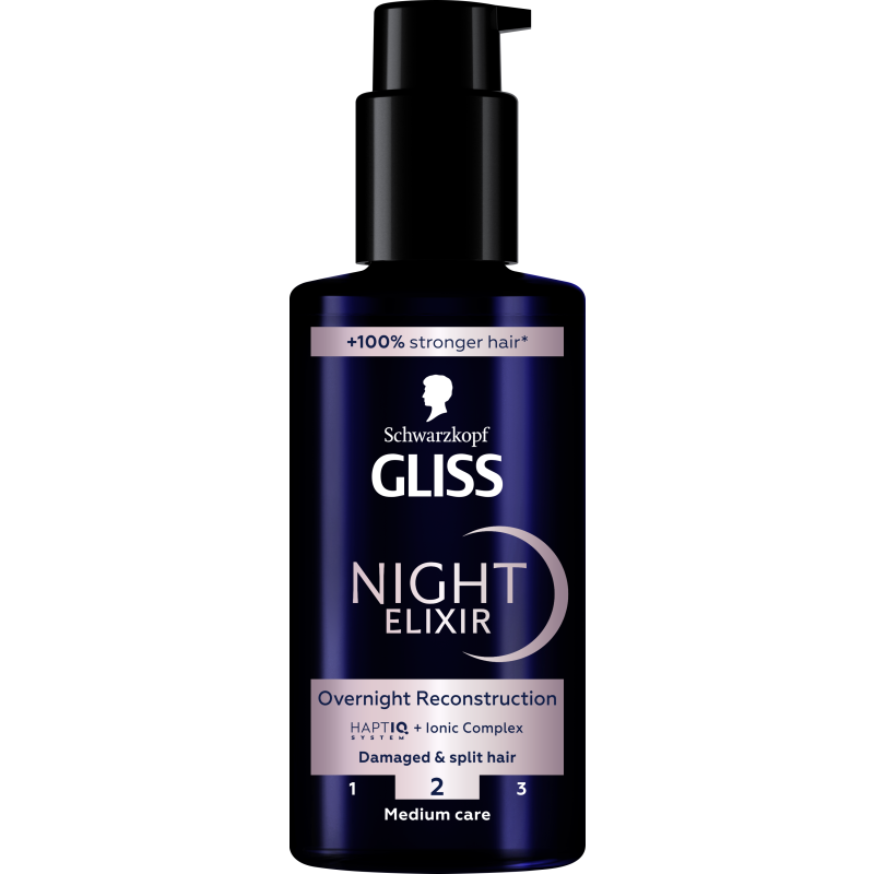 Hiusseerumi Schwarzkopf Gliss 100 ml Night Elixir Overnight Reconstruction