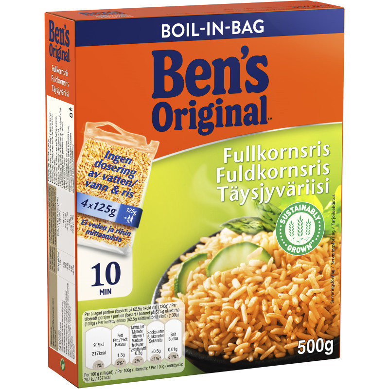 Täysjyväriisi Ben's Original 4 x 125 g keitinpussissa