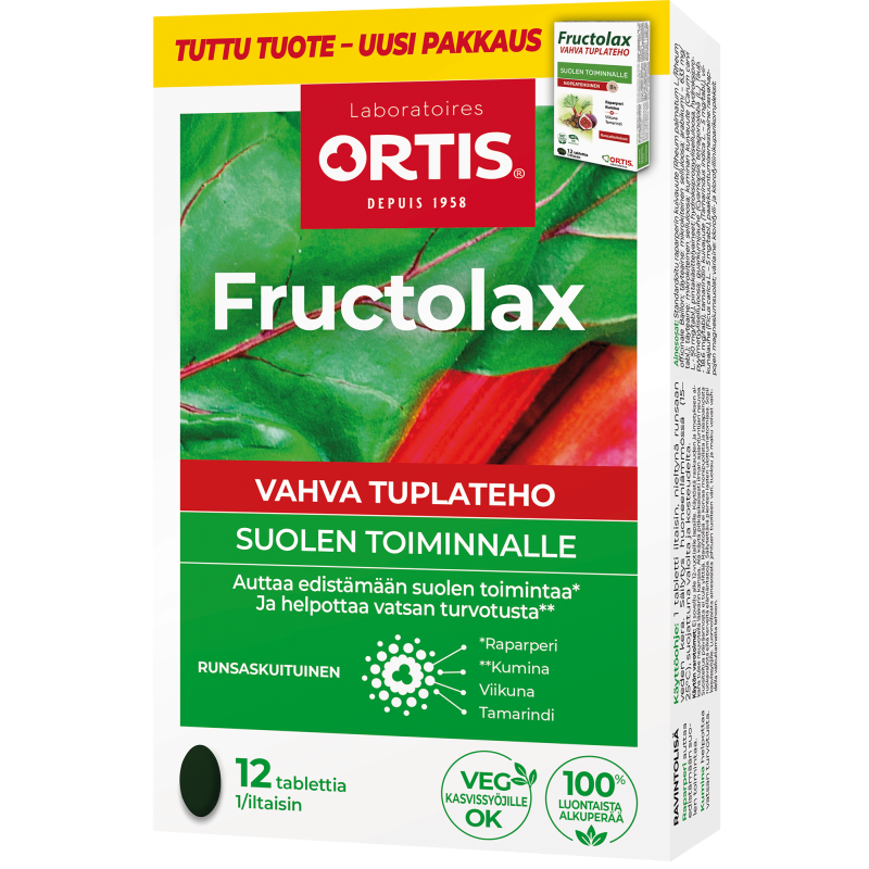 Fructolax vahva tuplateho 12 kpl hedelmä-kuitutabletti
