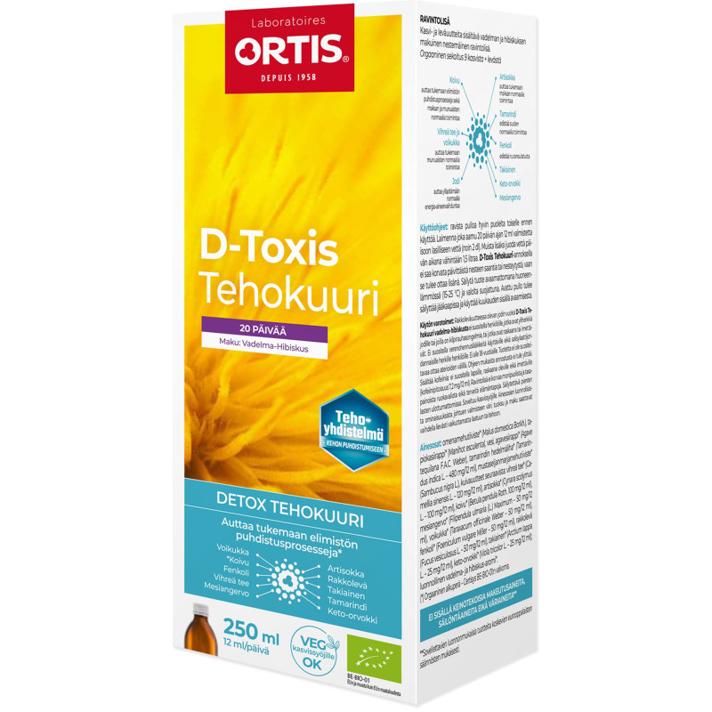 Tehokuuri D-Toxis 250 ml Detox vadelma