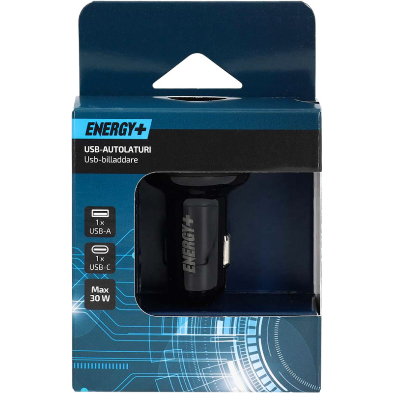 Autolaturi 12 V Energy+ USB-A (QC) + USB-C (PD, 30 W)