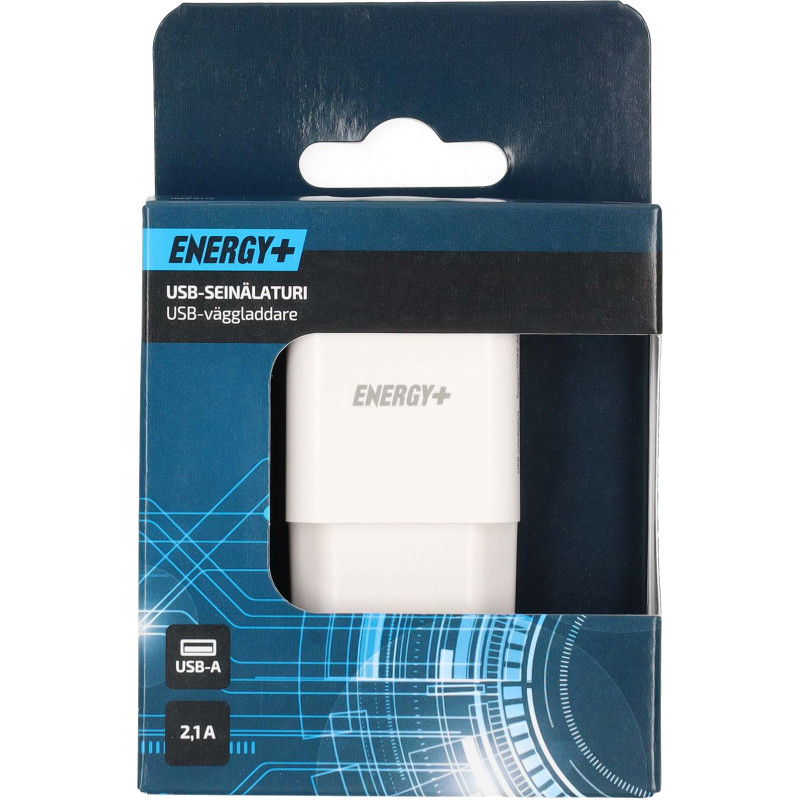 USB-verkkolaturi Energy+, 1 x USB-A, 2,1 A