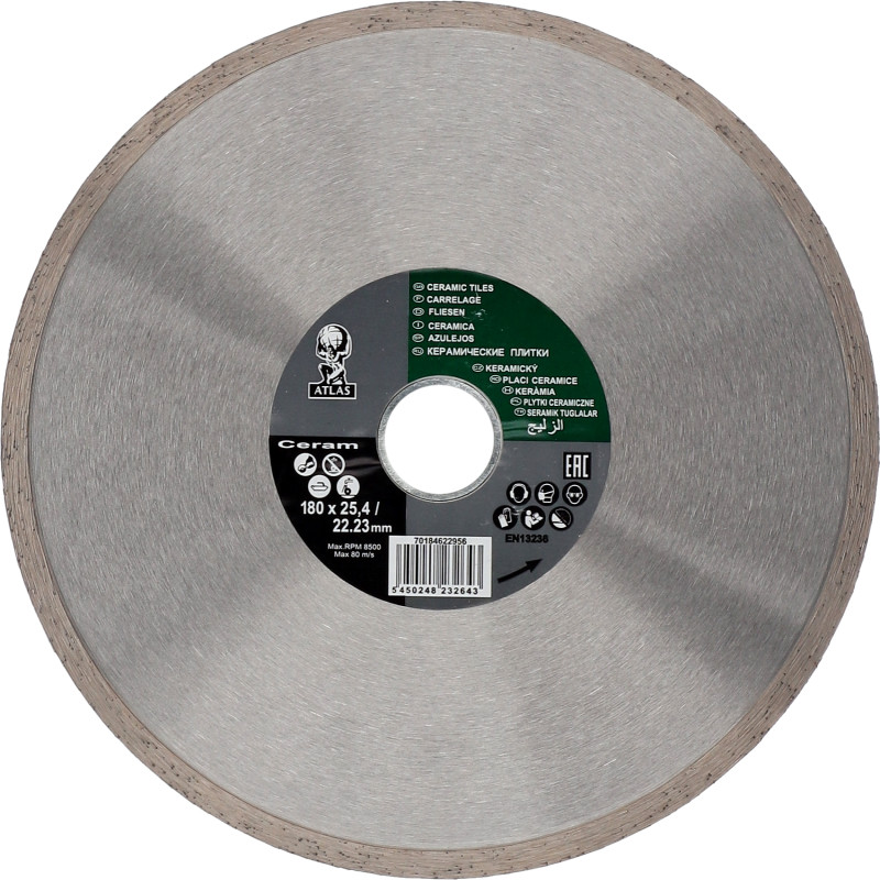 Timanttikatkaisulaikka Atlas 180x25,4/22,23mm keraamisille materiaaleille