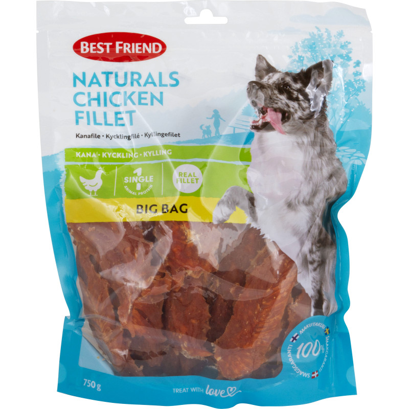 Koiran herkku Best Friend Naturals 750 g kanafilee Big Bag