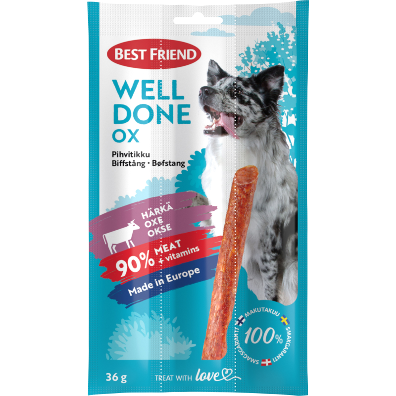 Koiran herkku Best Friend 36 g Welldone härkäpihvitikku