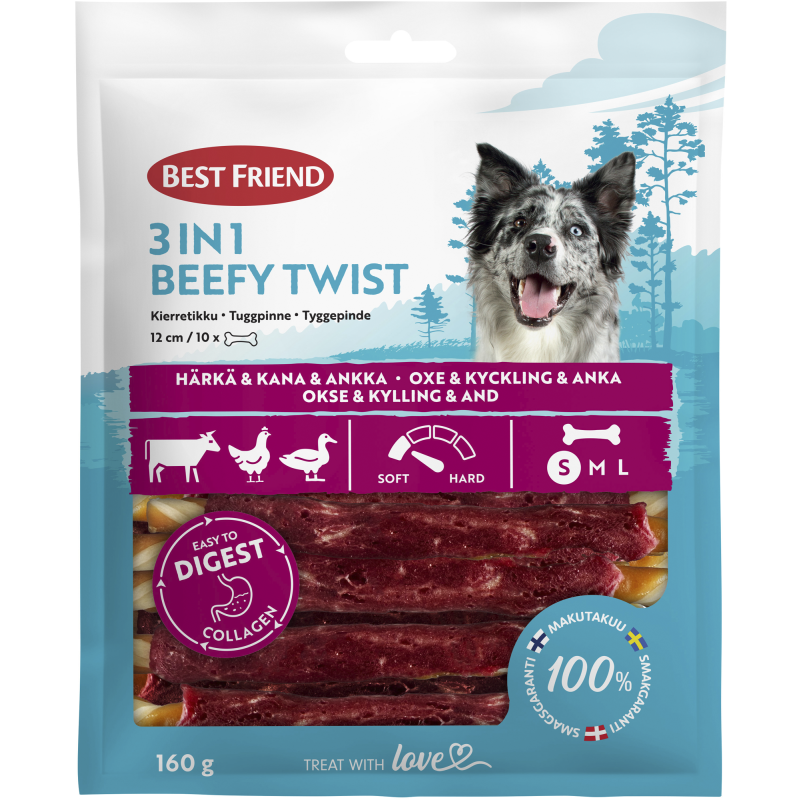Kierretikku Best Friend 10 kpl 160 g 3in1 Beefy Twist