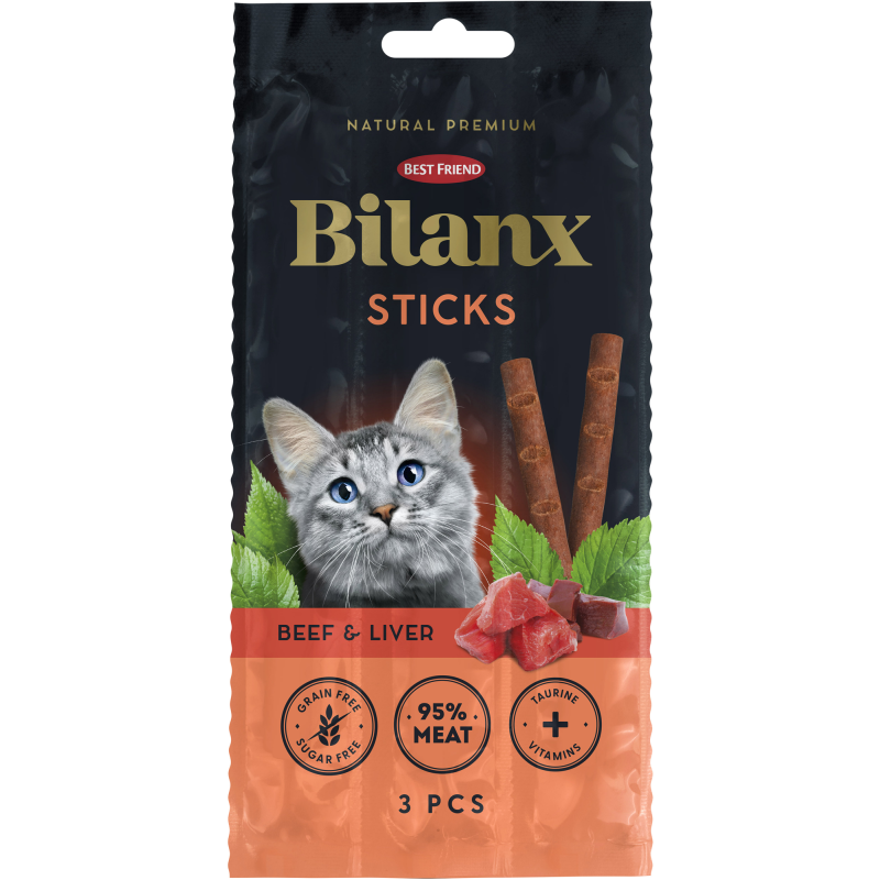 Kissan herkku Best Friend 3 x 5 g Bilanx Sticks lihatikku nauta & maksa