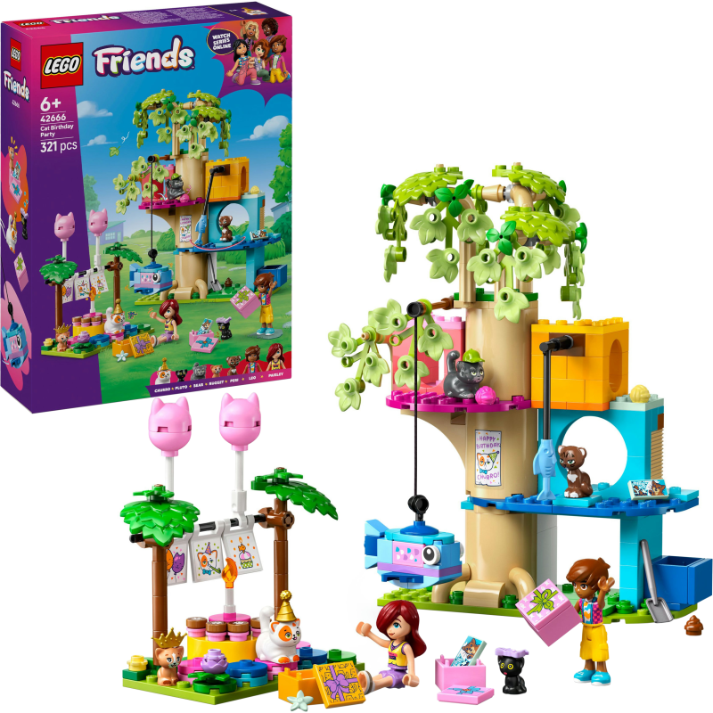 LEGO Friends 42666 Kissan synttärijuhlat ja puumaja