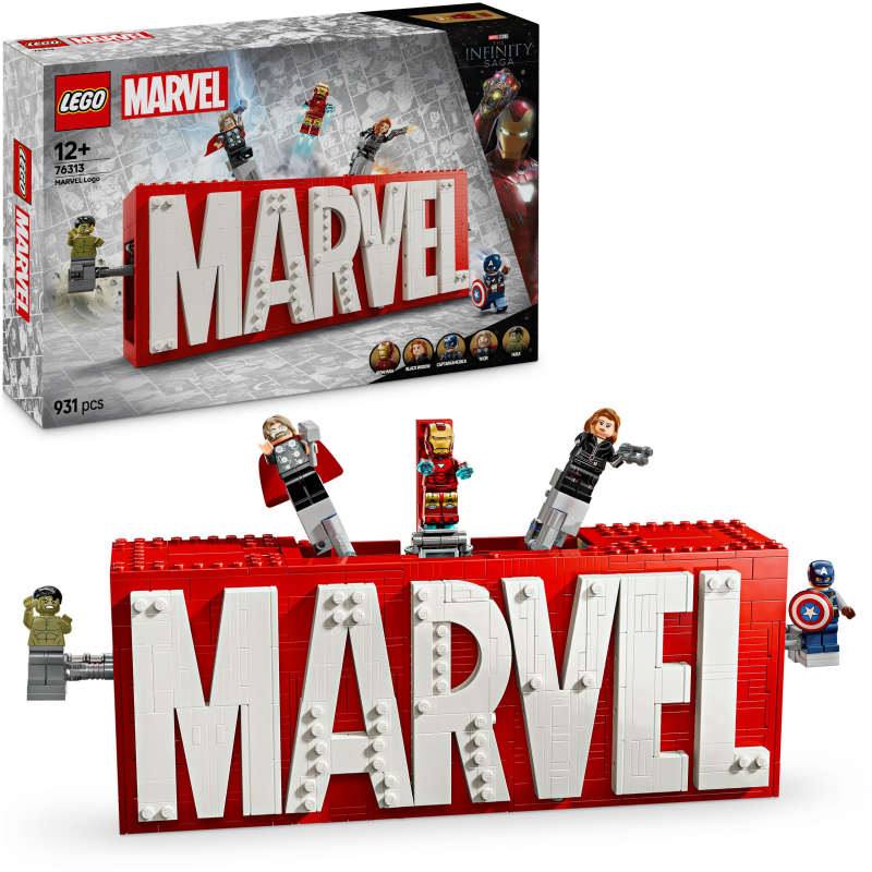 LEGO Super Heroes Marvel 76313 MARVEL-logo ja minihahmot